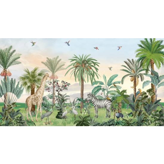 Panoramic children's wallpaper - Wall Mural - Jungle Animals