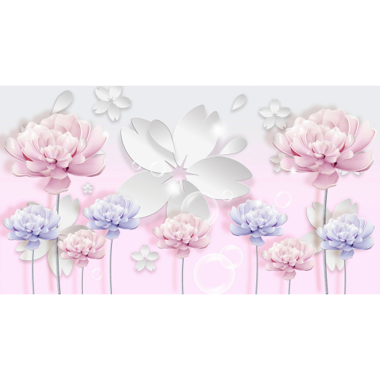 Panoramic Wallpaper - Kid Wall Mural - 3D Effect Flowers