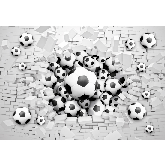 Panoramic Wallpaper - Kid Wall Mural - 3D Soccer Balls