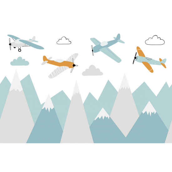 Panoramic Wallpaper - Kid Wall Mural - Airplanes