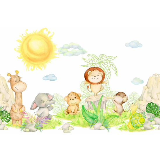 Panoramic Wallpaper - Kid Wall Mural - Animals