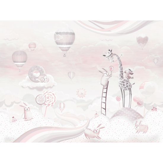 Panoramic Wallpaper - Kid Wall Mural - Animals in the Sky