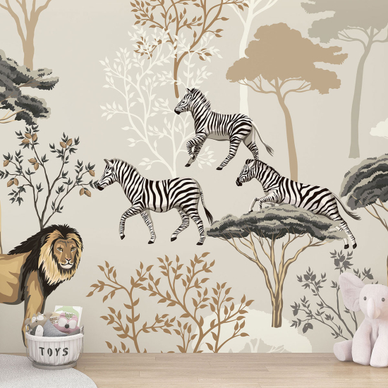 Panoramic Wallpaper - Kid Wall Mural - Animals of the Savanna