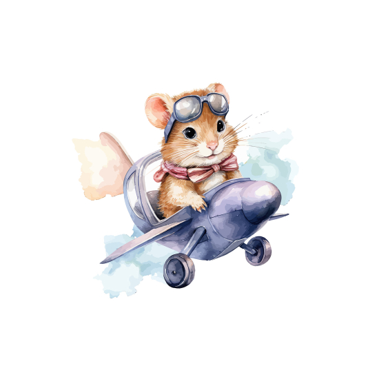 Panoramic Wallpaper - Kid Wall Mural - Aviator Hamster