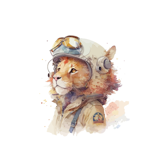 Panoramic Wallpaper - Kid Wall Mural - Aviator Lion Cub