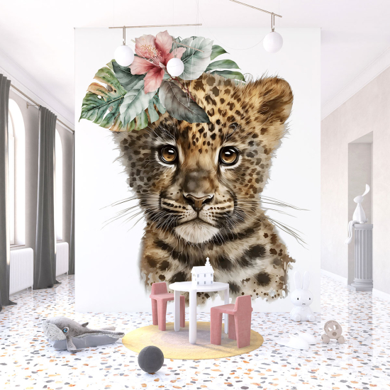 Panoramic Wallpaper - Kid Wall Mural - Baby Leopard