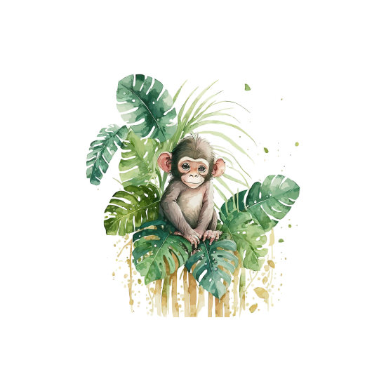 Panoramic Wallpaper - Kid Wall Mural - Baby Monkey