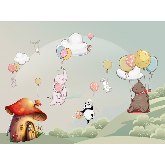 Panoramic Wallpaper - Kid Wall Mural - Balloon Animals