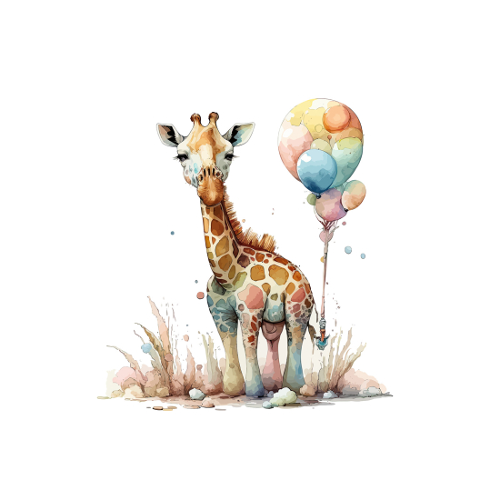 Panoramic Wallpaper - Kid Wall Mural - Balloon Giraffe