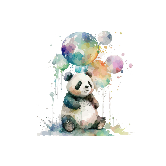 Panoramic Wallpaper - Kid Wall Mural - Balloon panda