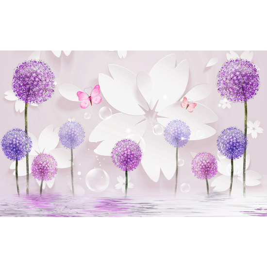 Panoramic Wallpaper - Kid Wall Mural - Dandelion flowers 3D effect