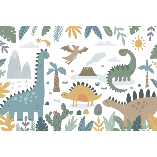 Panoramic Wallpaper - Kid Wall Mural - Dinosaurs