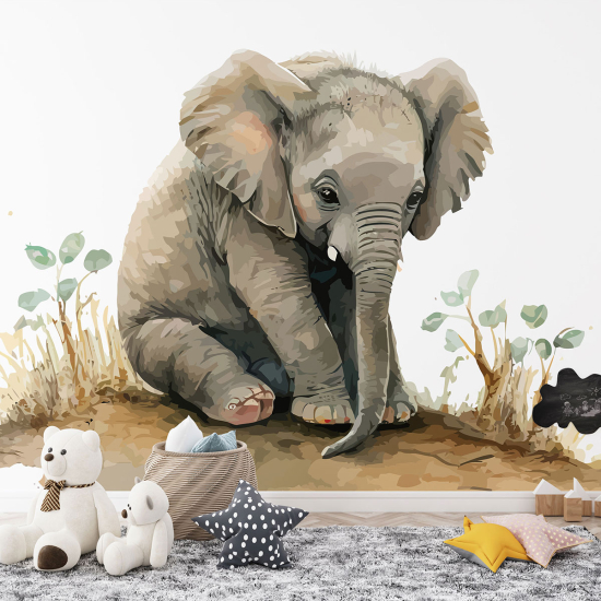 Panoramic Wallpaper - Kid Wall Mural - Elephant