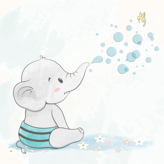 Panoramic Wallpaper - Kid Wall Mural - Elephant