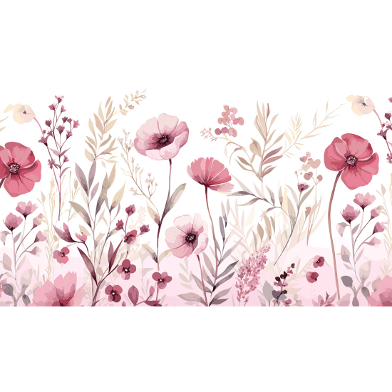 Panoramic Wallpaper - Kid Wall Mural - Flowers