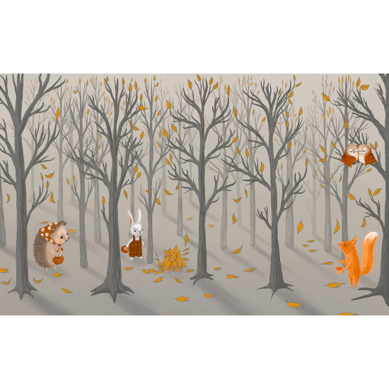 Panoramic Wallpaper - Kid Wall Mural - Forest Animals