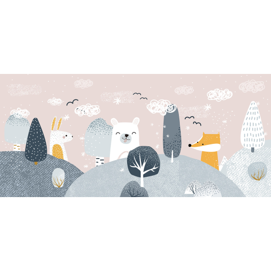 Panoramic Wallpaper - Kid Wall Mural - Forest animals