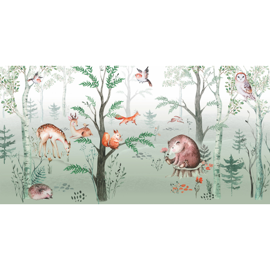 Panoramic Wallpaper - Kid Wall Mural - Forest Animals