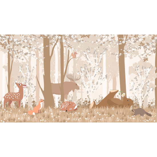 Panoramic Wallpaper - Kid Wall Mural - Forest Animals