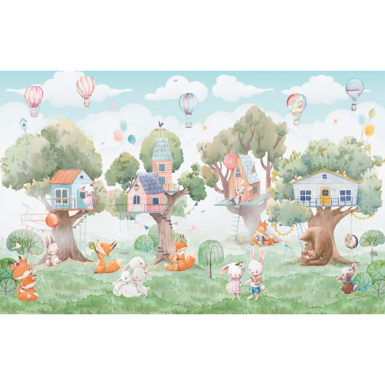 Panoramic Wallpaper - Kid Wall Mural - Forest Animals