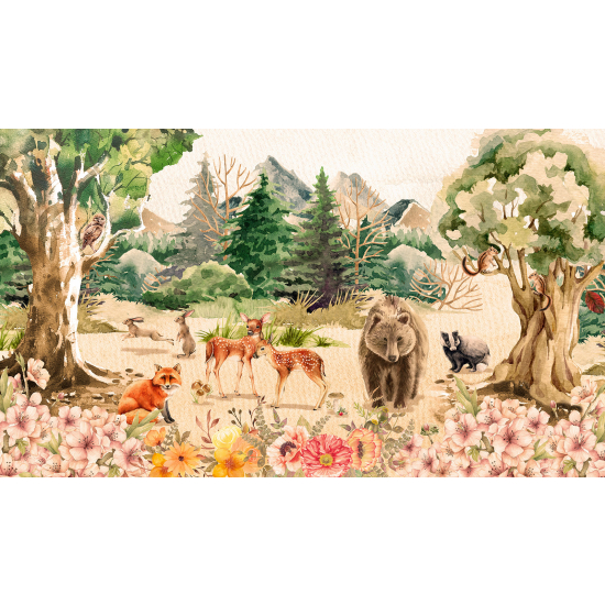 Panoramic Wallpaper - Kid Wall Mural - Forest Animals