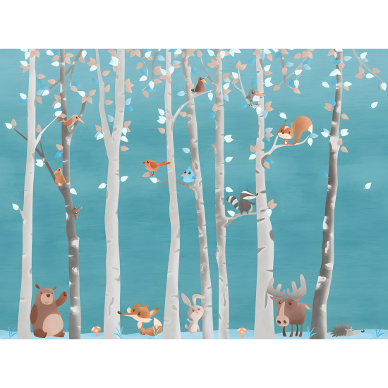 Panoramic Wallpaper - Kid Wall Mural - Forest Animals