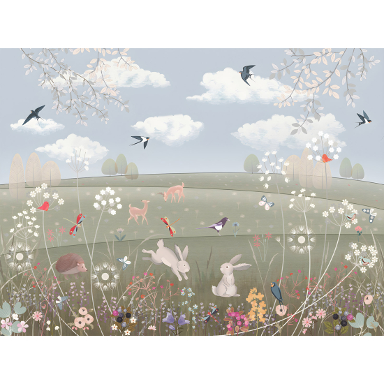 Panoramic Wallpaper - Kid Wall Mural - Forest Animals