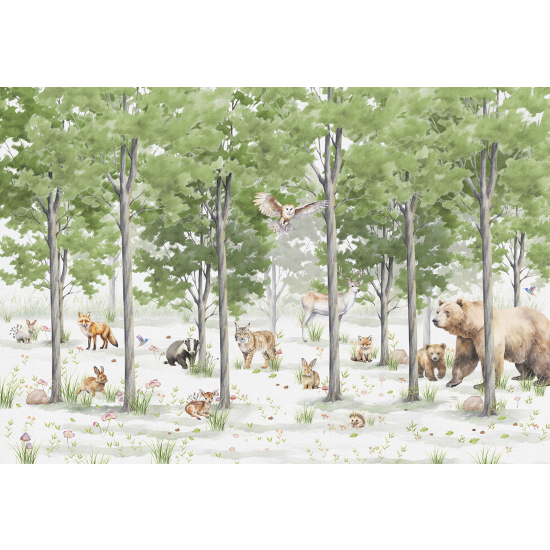 Panoramic Wallpaper - Kid Wall Mural - Forest Animals