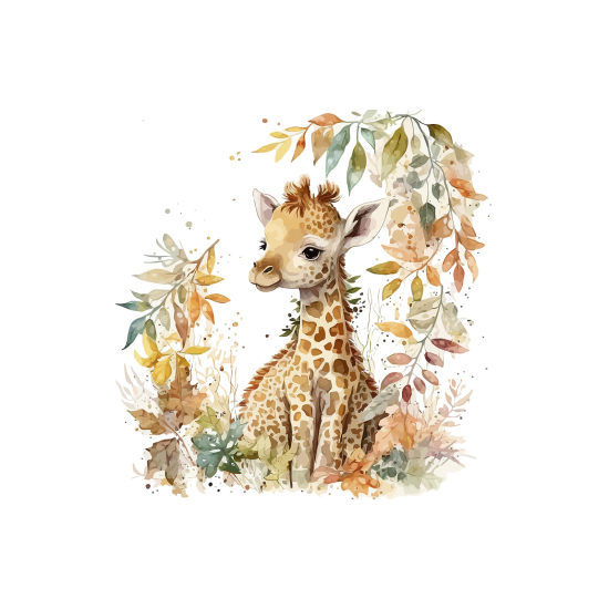 Panoramic Wallpaper - Kid Wall Mural - Giraffe leaves