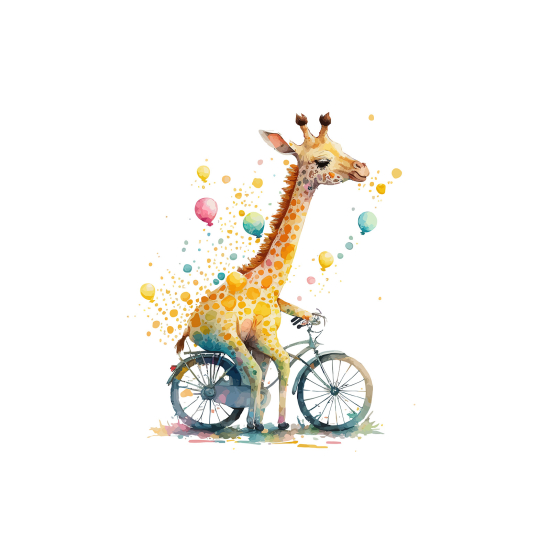 Panoramic Wallpaper - Kid Wall Mural - Giraffe on a Bicycle