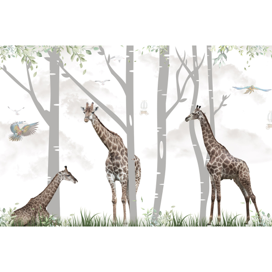 Panoramic Wallpaper - Kid Wall Mural - Giraffes