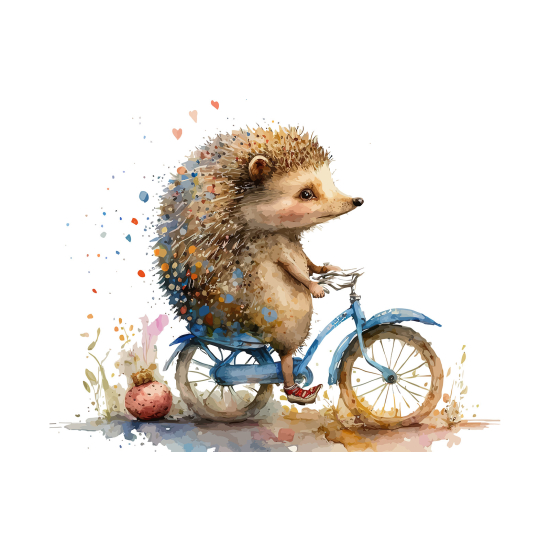 Panoramic Wallpaper - Kid Wall Mural - Hedgehog on a Bicycle