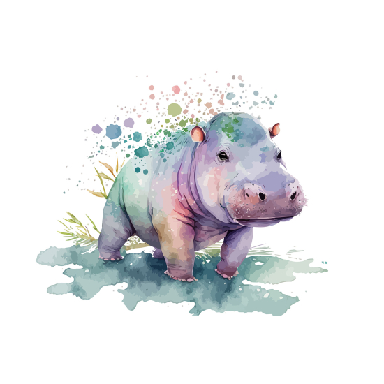 Panoramic Wallpaper - Kid Wall Mural - Hippopotamus