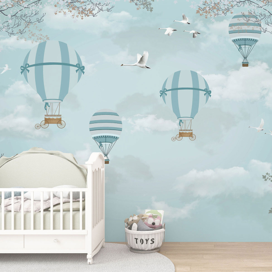 Panoramic Wallpaper - Kid Wall Mural - Hot Air Balloons