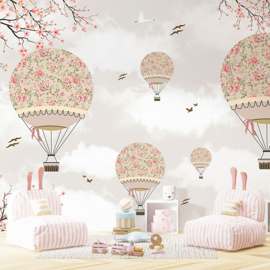 Panoramic Wallpaper - Kid Wall Mural - Hot Air Balloons