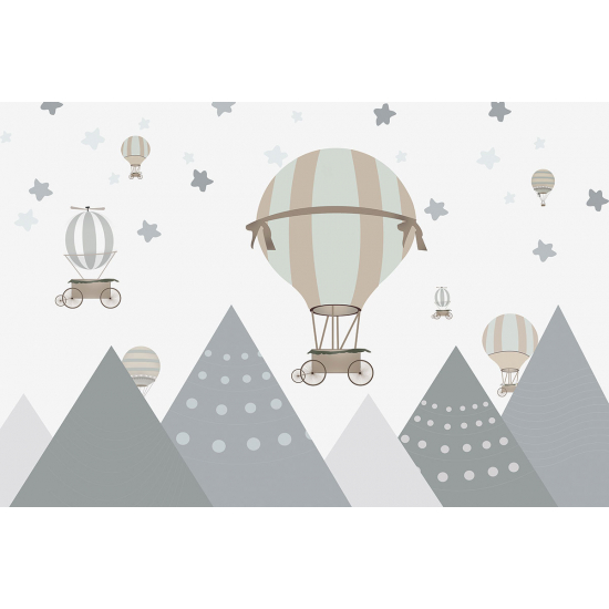 Panoramic Wallpaper - Kid Wall Mural - Hot Air Balloons