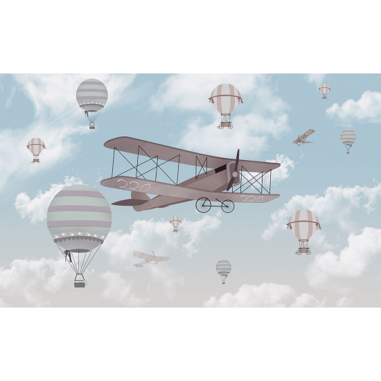 Panoramic Wallpaper - Kid Wall Mural - Hot Air Balloons