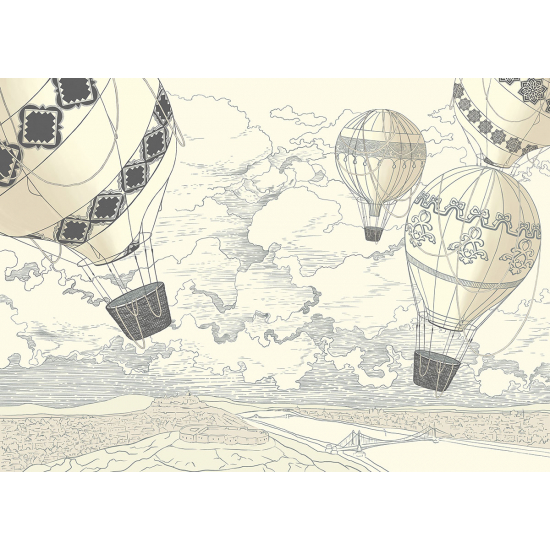 Panoramic Wallpaper - Kid Wall Mural - Hot Air Balloons