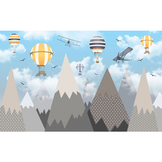 Panoramic Wallpaper - Kid Wall Mural - Hot Air Balloons