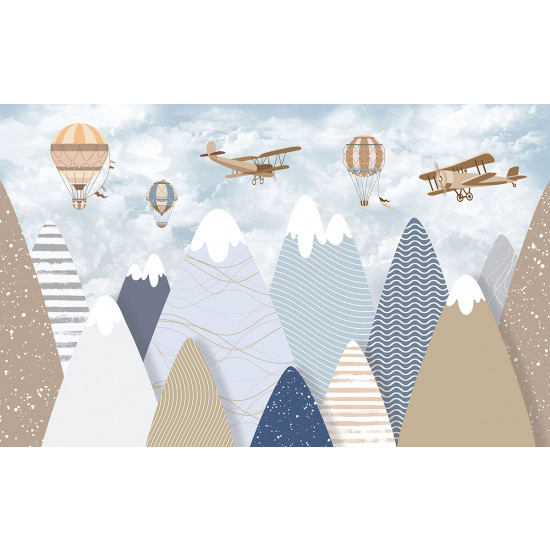 Panoramic Wallpaper - Kid Wall Mural - Hot Air Balloons