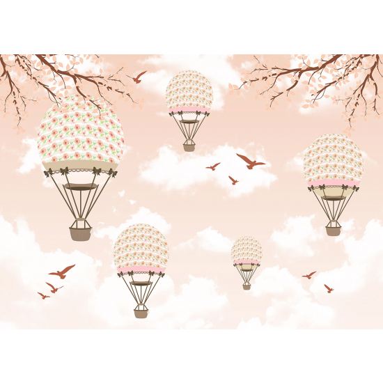 Panoramic Wallpaper - Kid Wall Mural - Hot Air Balloons