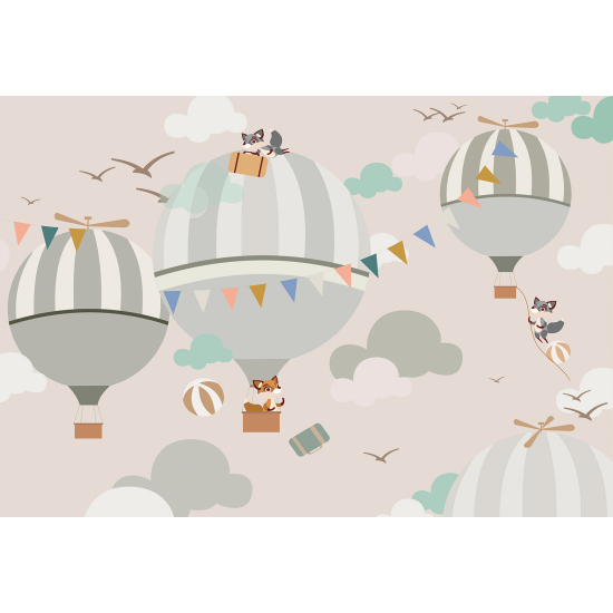 Panoramic Wallpaper - Kid Wall Mural - Hot Air Balloons