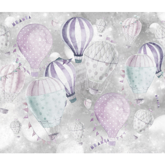 Panoramic Wallpaper - Kid Wall Mural - Hot Air Balloons