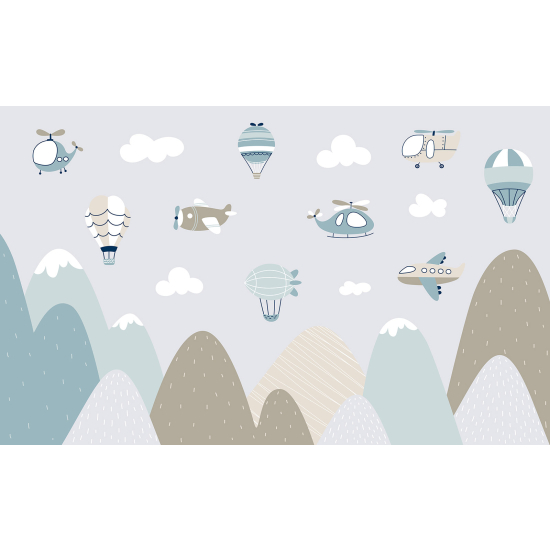 Panoramic Wallpaper - Kid Wall Mural - Hot Air Balloons