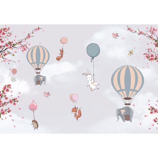 Panoramic Wallpaper - Kid Wall Mural - Hot Air Balloons