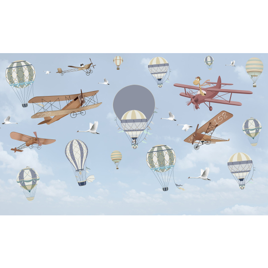 Panoramic Wallpaper - Kid Wall Mural - Hot Air Balloons