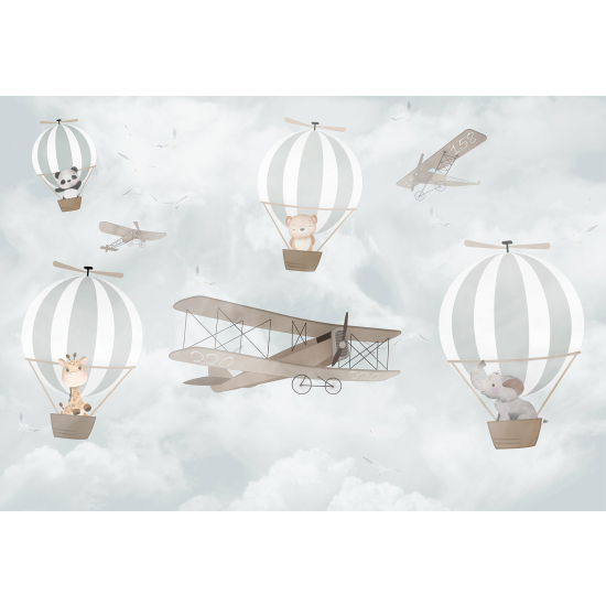 Panoramic Wallpaper - Kid Wall Mural - Hot Air Balloons