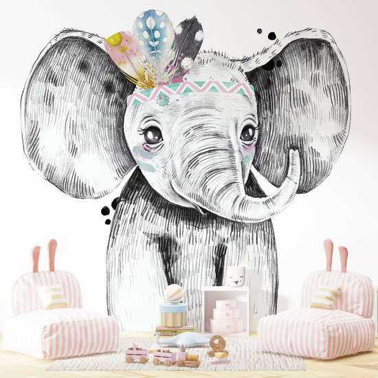 Panoramic Wallpaper - Kid Wall Mural - Indian Elephant