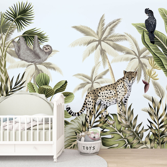 Panoramic Wallpaper - Kid Wall Mural - Jungle Animals