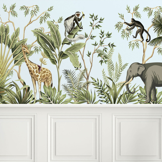 Panoramic Wallpaper - Kid Wall Mural - Jungle Animals